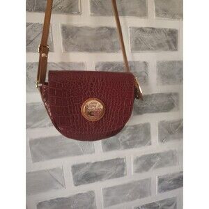 Valentina Italy Pebbled Leather Crossbody Shoulder Bag Red Burgundy Chic Boho